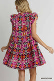 Umgee- Printed Ruffle Dress