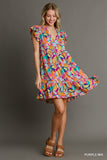 Umgee- Abstract Print A Line Dress