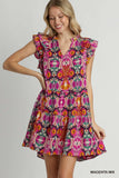 Umgee- Printed Ruffle Dress